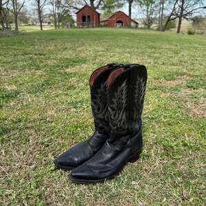 Lucchese 1883 Men's Black Goat Leather Cowboy Boots M1007 S54 Size 9D